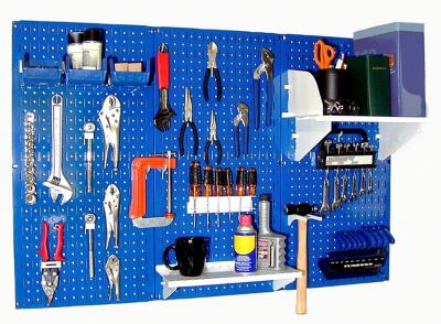 Wall Control 32 in. x 48 in. Industrial Metal Pegboard Standard Tool Storage Kit, Blue/White