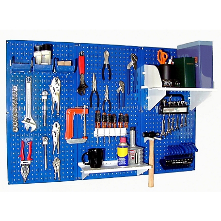 Wall Control 32 in. x 48 in. Industrial Metal Pegboard Standard Tool Storage Kit, Blue/White