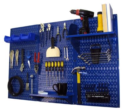 Wall Control 32 in. x 48 in. Industrial Metal Pegboard Standard Tool Storage Kit, Blue/Blue
