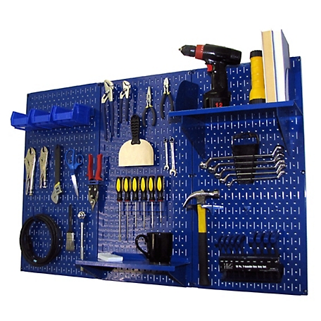 Wall Control 32 in. x 48 in. Industrial Metal Pegboard Standard Tool Storage Kit, Blue/Blue