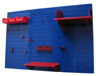 Image showing  32 in. x 48 in. Industrial Metal Pegboard Standard Tool Storage Kit, Blue/Red
