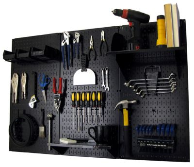 Wall Control 32 in. x 48 in. Industrial Metal Pegboard Standard Tool Storage Kit, Black/Black