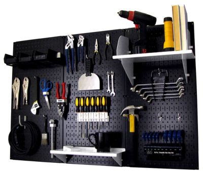 Wall Control 32 in. x 48 in. Industrial Metal Pegboard Standard Tool Storage Kit, Black/White