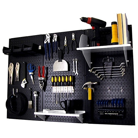 Wall Control 32 in. x 48 in. Industrial Metal Pegboard Standard Tool Storage Kit, Black/White