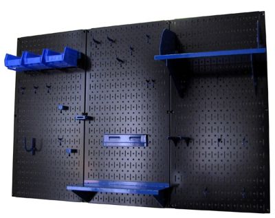 Image showing  32 in. x 48 in. Industrial Metal Pegboard Standard Tool Storage Kit, Black/Blue