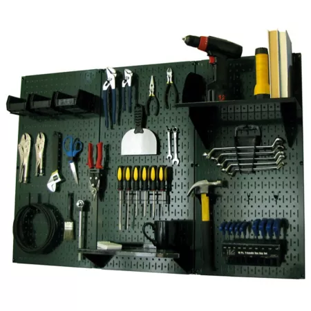 Wall control 32 in x 48 in Industrial Metal Pegboard Standard Tool Storage Kit Green/Black Pegboards