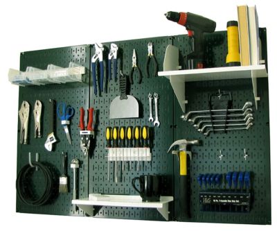 Wall Control 32 in. x 48 in. Industrial Metal Pegboard Standard Tool Storage Kit, Green/White