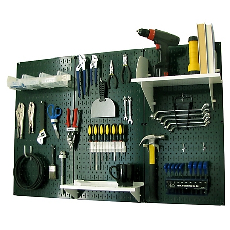 Wall Control 32 in. x 48 in. Industrial Metal Pegboard Standard Tool Storage Kit, Green/White
