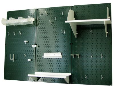 Image showing  32 in. x 48 in. Industrial Metal Pegboard Standard Tool Storage Kit, Green/White