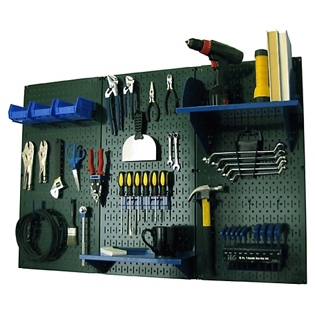 Wall Control 32 in. x 48 in. Industrial Metal Pegboard Standard Tool Storage Kit, Green/Blue