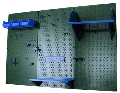 Image showing  32 in. x 48 in. Industrial Metal Pegboard Standard Tool Storage Kit, Green/Blue