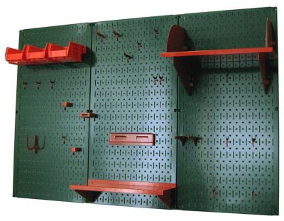 Image showing  32 in. x 48 in. Industrial Metal Pegboard Standard Tool Storage Kit, Green/Red