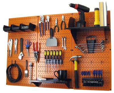 Wall Control 32 in. x 48 in. Industrial Metal Pegboard Standard Tool Storage Kit, Orange/Black