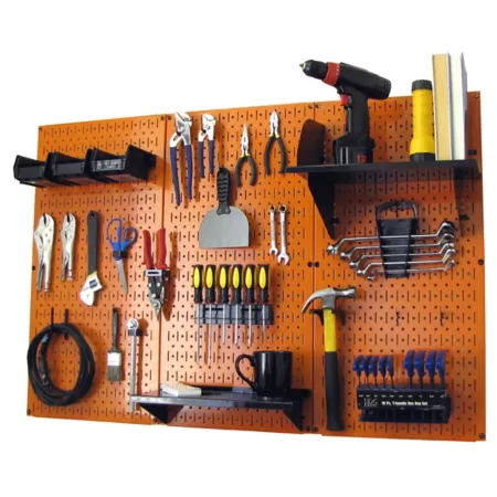 Wall Control Industrial Metal Pegboard Standard Tool Storage Kit 32" x 48" Orange/Black Pegboards