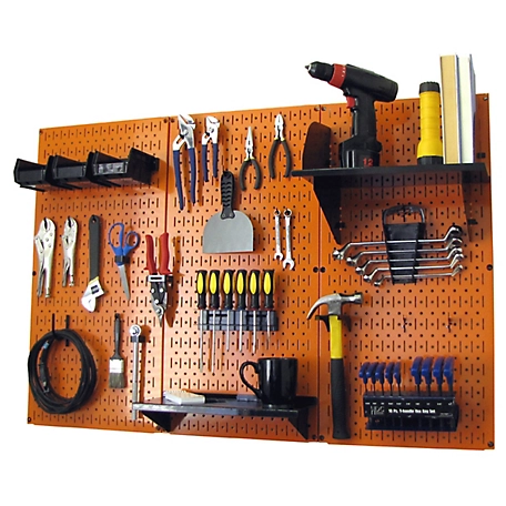 Wall Control 32 in. x 48 in. Industrial Metal Pegboard Standard Tool Storage Kit, Orange/Black
