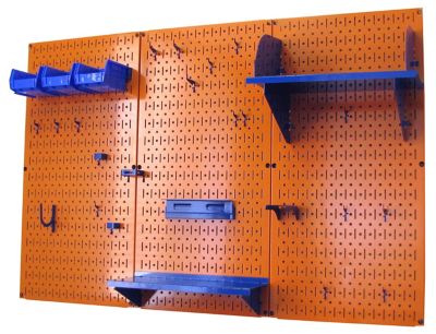 Image showing  32 in. x 48 in. Industrial Metal Pegboard Standard Tool Storage Kit, Orange/Blue