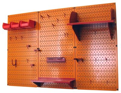 Image showing  32 in. x 48 in. Industrial Metal Pegboard Standard Tool Storage Kit, Orange/Red