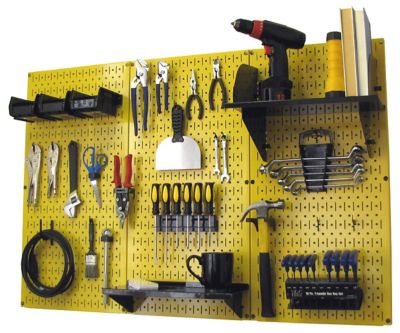 Wall Control 32 in. x 48 in. Industrial Metal Pegboard Standard Tool Storage Kit, Yellow/Black