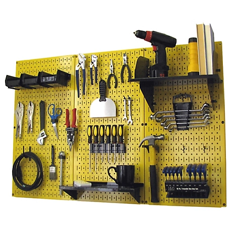 Wall Control 32 in. x 48 in. Industrial Metal Pegboard Standard Tool Storage Kit, Yellow/Black