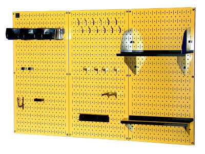 Image showing  32 in. x 48 in. Industrial Metal Pegboard Standard Tool Storage Kit, Yellow/Black