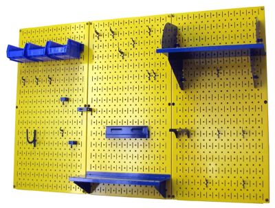 Image showing  32 in. x 48 in. Industrial Metal Pegboard Standard Tool Storage Kit, Yellow/Blue