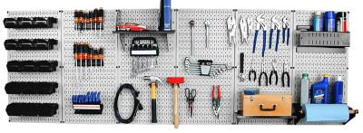 Wall Control 32 in. x 96 in. Industrial Metal Pegboard Master Workbench Kit, Gray/Black