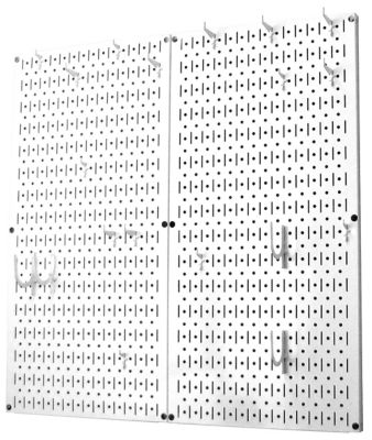 Image showing  Industrial Metal Pegboard Kitchen Organizer Kit, 32 in. x 32 in., White/White