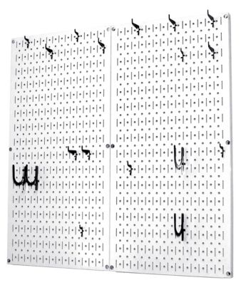 Image showing  32 in. x 32 in. Industrial Metal Pegboard Kitchen Organizer Kit, White/Black