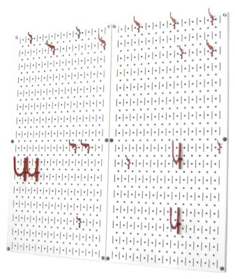 Image showing  Industrial Metal Pegboard Kitchen Organizer Kit, 32 in. x 32 in., White/Red