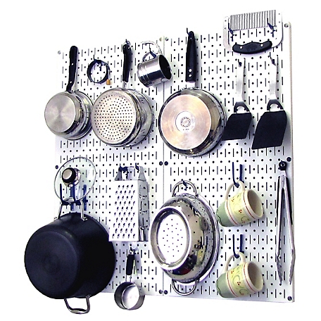 Wall Control Industrial Metal Pegboard Kitchen Organizer Kit, 32 in. x 32  in., White/Blue at Tractor Supply Co.