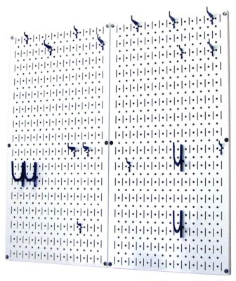 Image showing  Industrial Metal Pegboard Kitchen Organizer Kit, 32 in. x 32 in., White/Blue