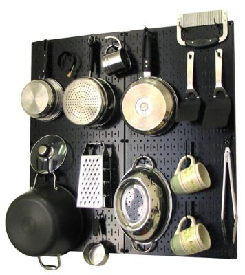 Wall Control Industrial Metal Pegboard Kitchen Organizer Kit, 32 in. x 32 in., Black/Black