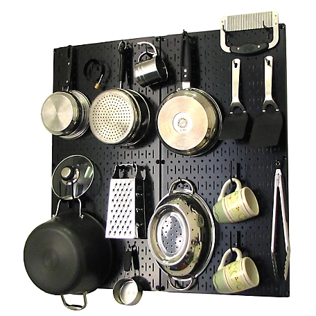 Wall Control Industrial Metal Pegboard Kitchen Organizer Kit, 32 in. x 32 in., Black/Black