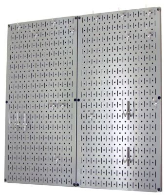 Image showing  Industrial Metal Pegboard Kitchen Organizer Kit, 32 in. x 32 in., Gray/White