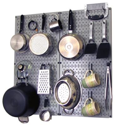 Wall Control Industrial Metal Pegboard Kitchen Organizer Kit, 32 in. x 32 in., Gray/Black