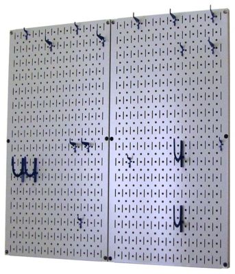 Image showing  Industrial Metal Pegboard Kitchen Organizer Kit, 32 in. x 32 in., Gray/Blue