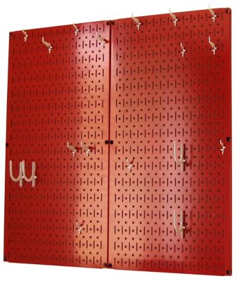 Image showing  Industrial Metal Pegboard Kitchen Organizer Kit, 32 in. x 32 in., Red/White