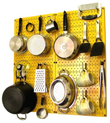 Wall Control Industrial Metal Pegboard Kitchen Organizer Kit, 32 in. x 32 in., Yellow/Black