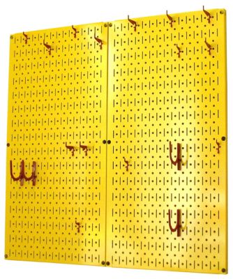 Image showing  Industrial Metal Pegboard Kitchen Organizer Kit, 32 in. x 32 in., Yellow/Red