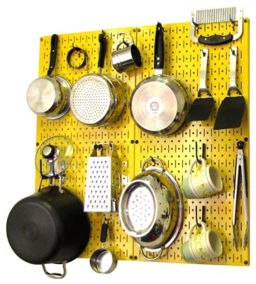 Wall Control Industrial Metal Pegboard Kitchen Organizer Kit, 32 in. x 32 in., Yellow/Blue