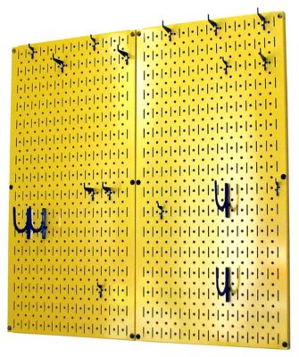 Image showing  Industrial Metal Pegboard Kitchen Organizer Kit, 32 in. x 32 in., Yellow/Blue