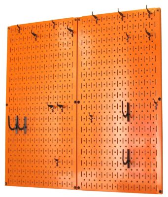 Image showing  Industrial Metal Pegboard Kitchen Organizer Kit, 32 in. x 32 in., Orange/Black