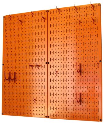 Image showing  Industrial Metal Pegboard Kitchen Organizer Kit, 32 in. x 32 in., Orange/Red