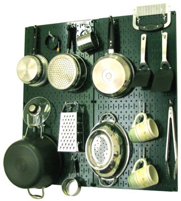 Wall Control Industrial Metal Pegboard Kitchen Organizer Kit, 32 in. x 32 in., Green/White