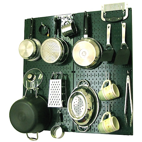 Wall Control Industrial Metal Pegboard Kitchen Organizer Kit, 32 in. x 32 in., Green/White