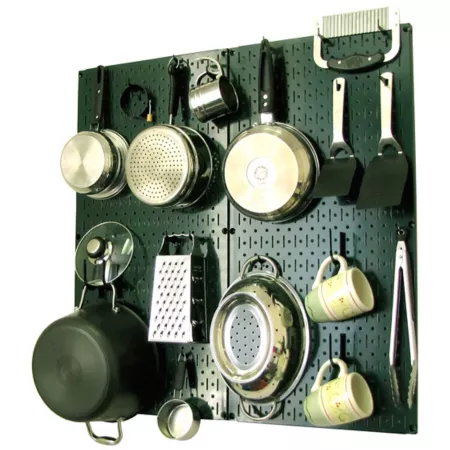 Industrial Metal Kitchen Organizer Kit with Pegboard 32" x 32" Green/Black Pegboards