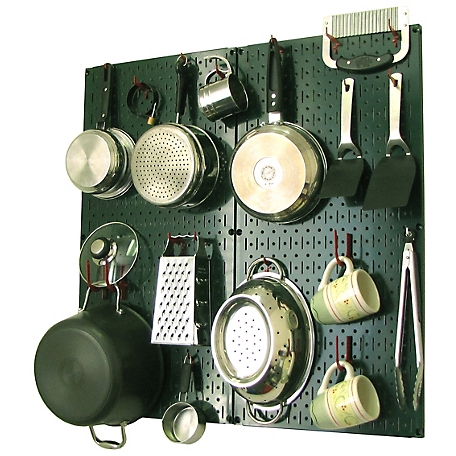 Wall Control Industrial Metal Pegboard Kitchen Organizer Kit, 32 in. x 32 in., Green/Red