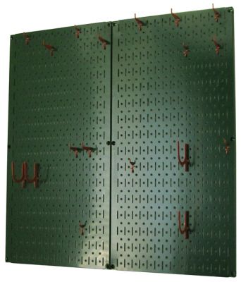 Image showing  Industrial Metal Pegboard Kitchen Organizer Kit, 32 in. x 32 in., Green/Red