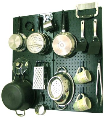 Wall Control Industrial Metal Pegboard Kitchen Organizer Kit, 32 in. x 32 in., Green/Blue