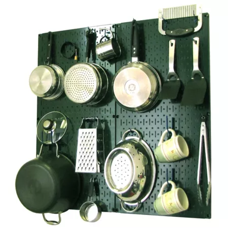 Industrial Metal Pegboard Kitchen Organizer Kit Wall Control 32" x 32" Green/Blue Pegboards